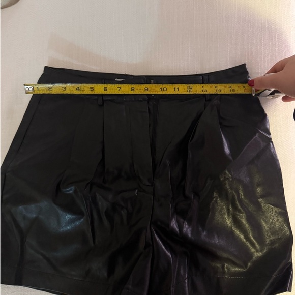 Moodie Black High Waist Leather Shorts - Picture 3 of 5